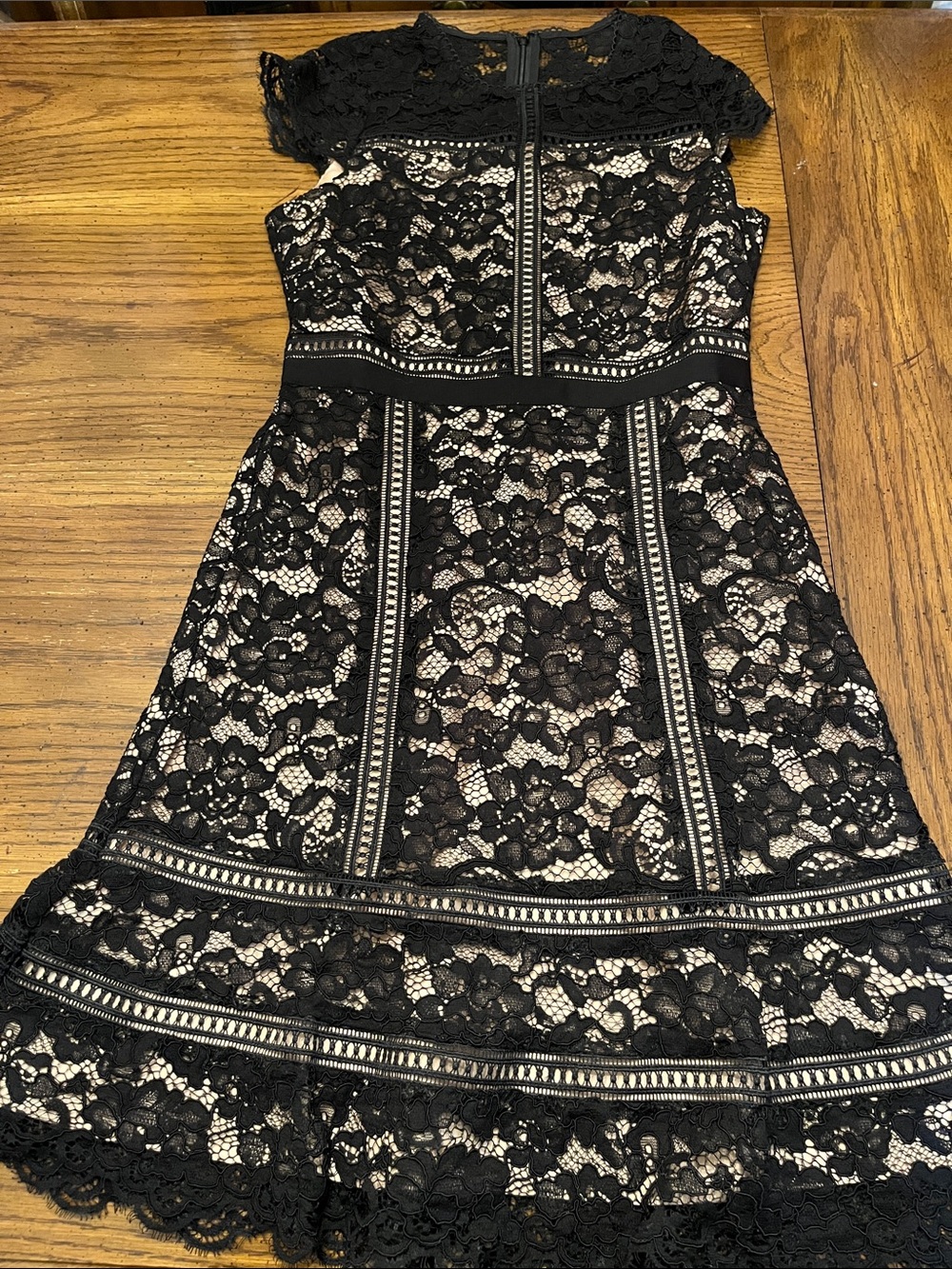 White House Black Market Short Sleeve Lace Fit-and-Flare Dress, size 4